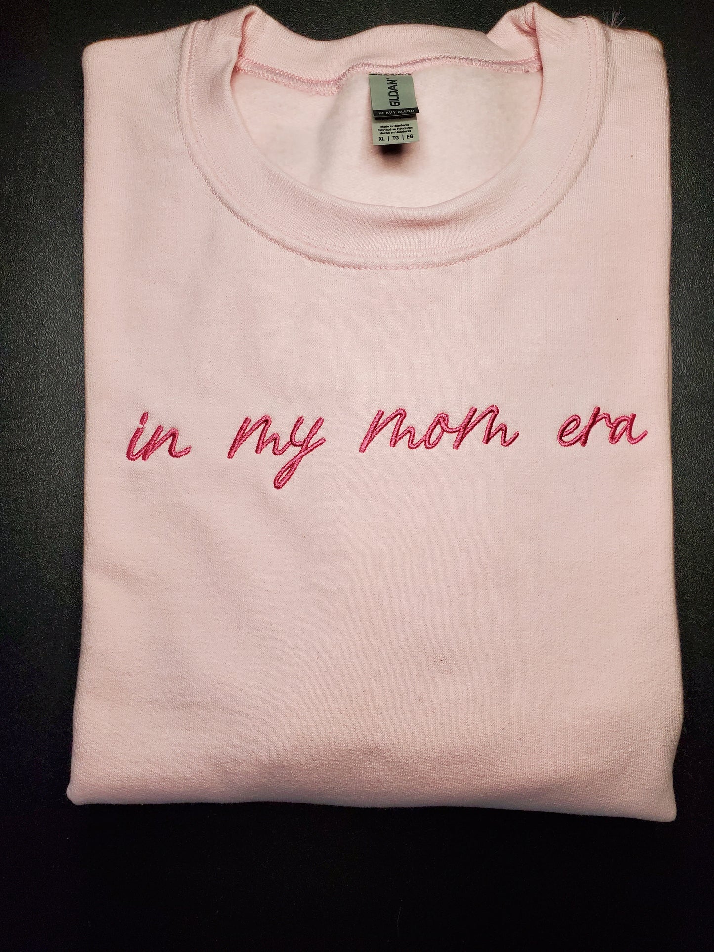 In My Mom Era Embroidered Pink Unisex Sweatshirt