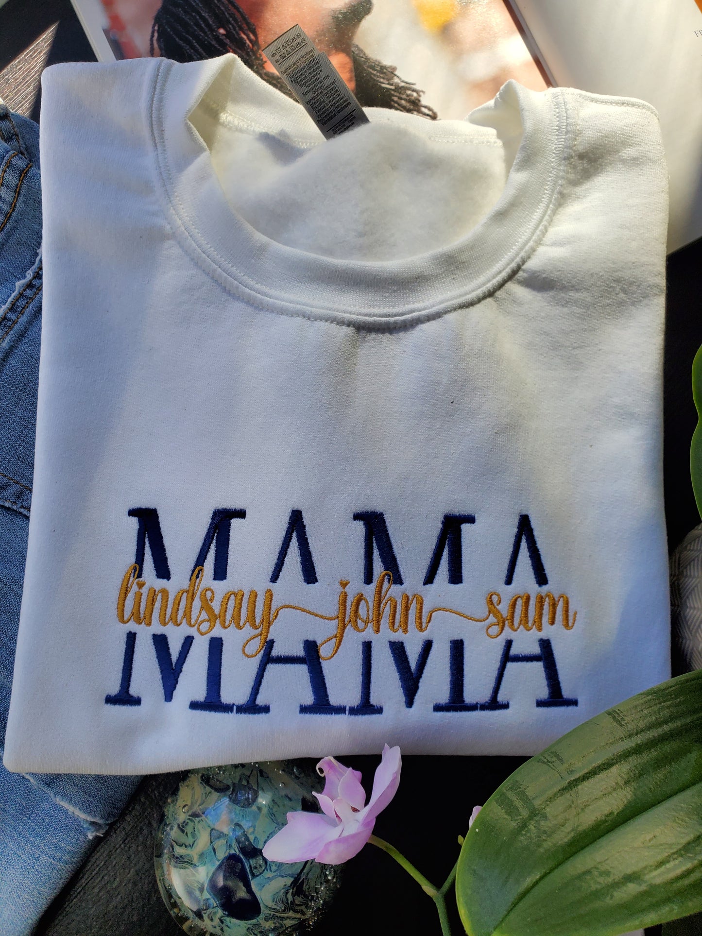 Unisex Embroidered Custom Mama Sweatshirt