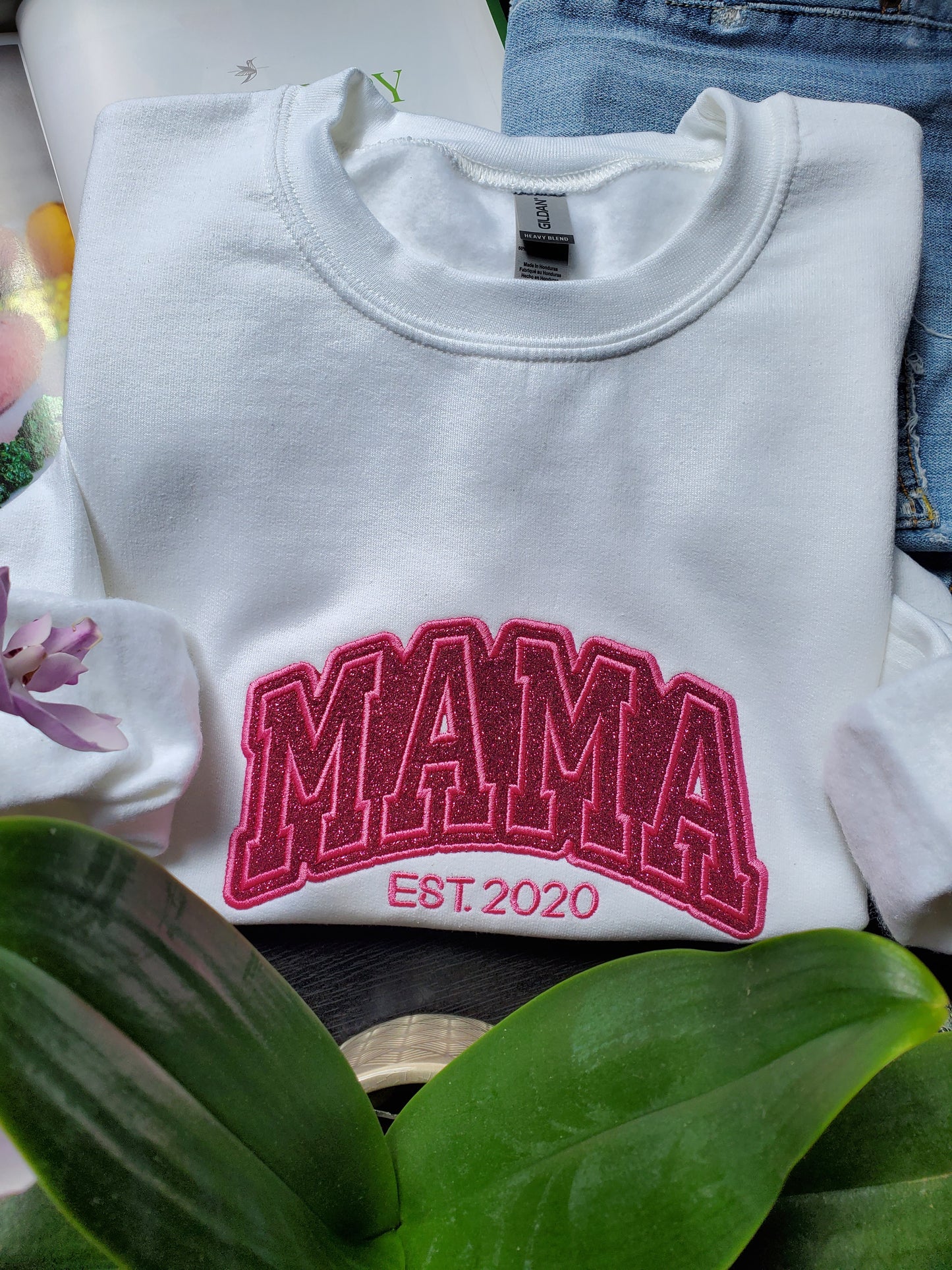 Unisex Glitter Embroidered Mama Sweatshirt