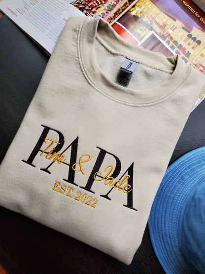 Embroidered PAPA Personalized Sweatshirt