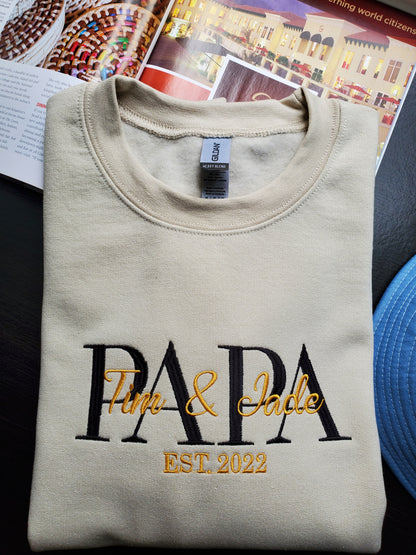 Embroidered PAPA Personalized Sweatshirt