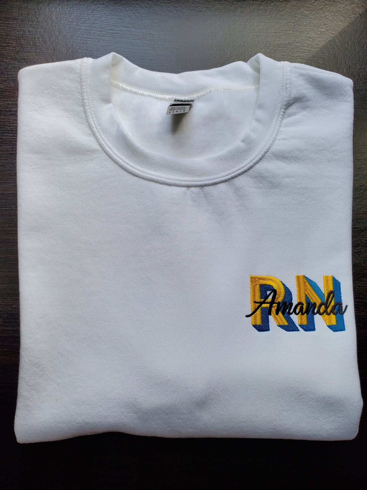 Embroidered Monogram Crewneck Sweatshirt RN with Nurse Name