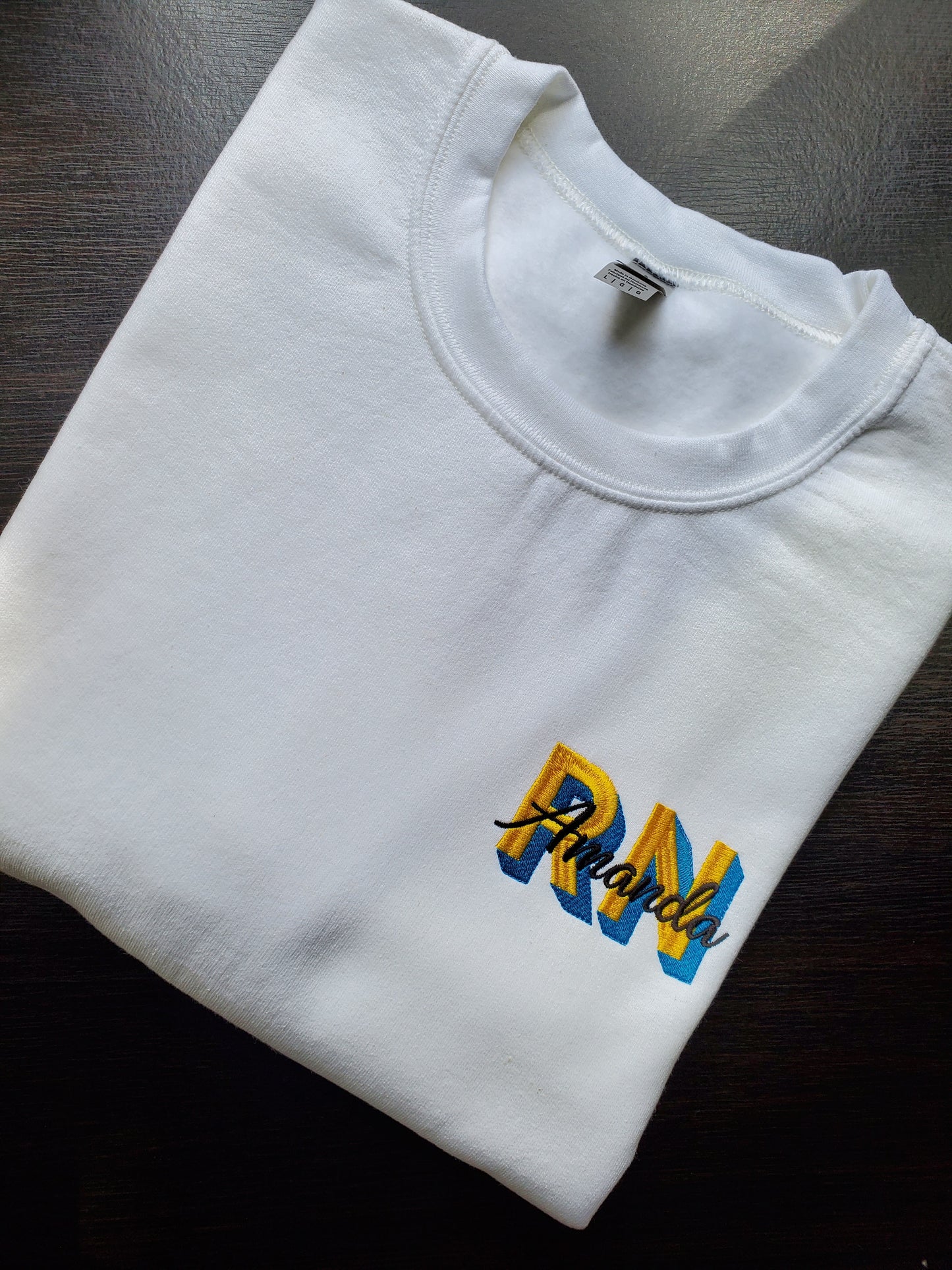 Embroidered Monogram Crewneck Sweatshirt RN with Nurse Name