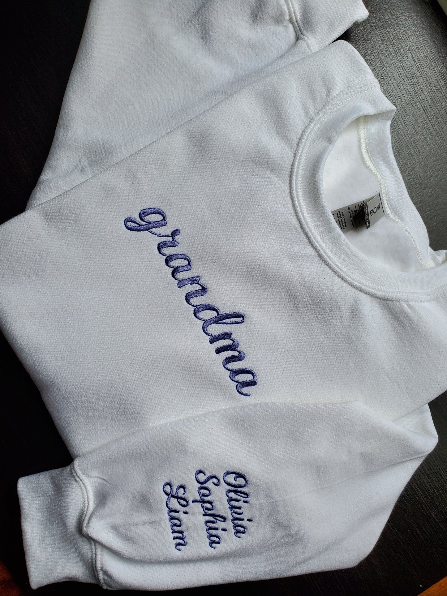 Grandma Embroidered Unisex Sweatshirt With Names on the Sleeve