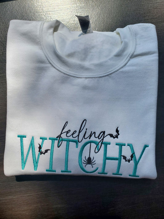 Custom Feeling Witchy Embroidered Halloween Unisex Sweatshirt