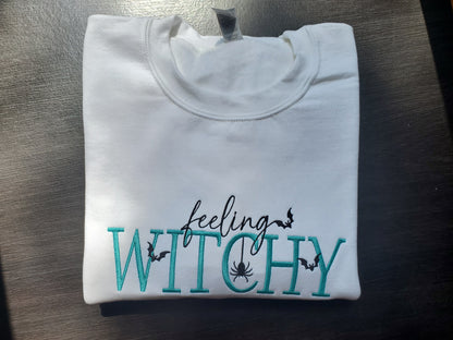 Custom Feeling Witchy Embroidered Halloween Unisex Sweatshirt