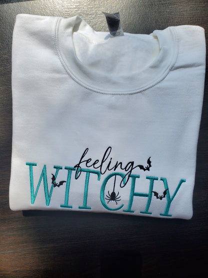 Custom Feeling Witchy Embroidered Halloween Unisex Sweatshirt