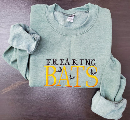 Custom Freaking Bats Embroidered Halloween Sweatshirt