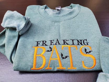 Custom Freaking Bats Embroidered Halloween Sweatshirt