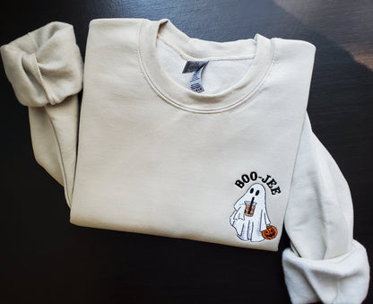 Boo-Jee Ghost Embroidered Spooky Season Sweatshirt