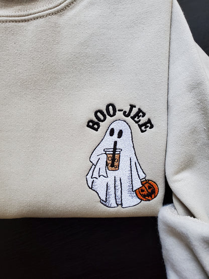 Boo-Jee Ghost Embroidered Spooky Season Sweatshirt