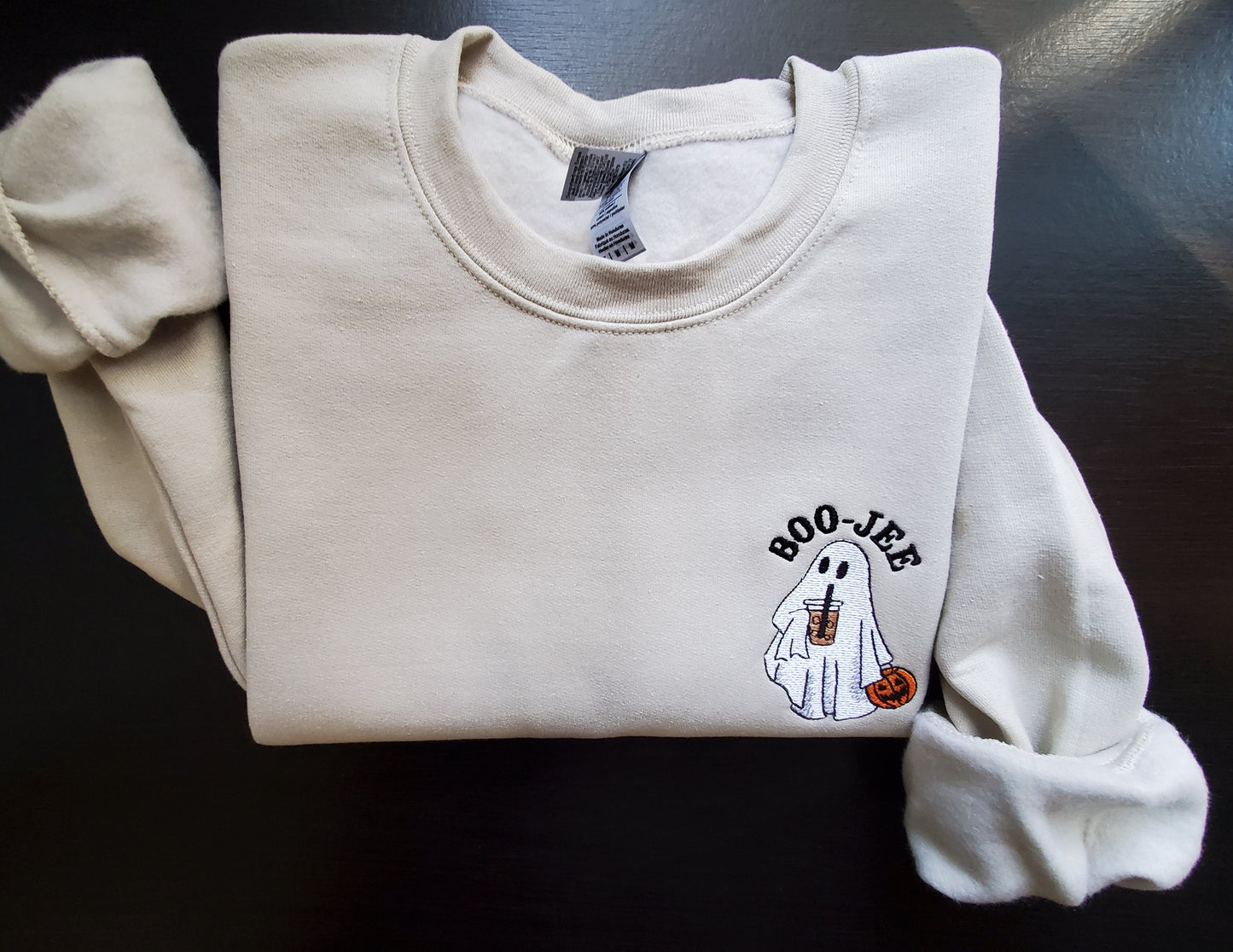 Boo-Jee Ghost Embroidered Spooky Season Sweatshirt