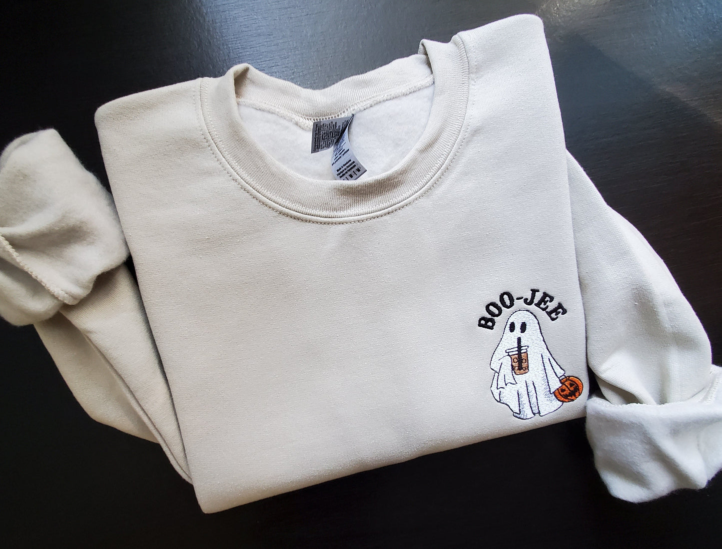 Boo-Jee Ghost Embroidered Spooky Season Sweatshirt