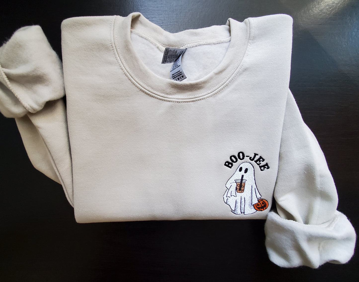 Boo-Jee Ghost Embroidered Spooky Season Sweatshirt