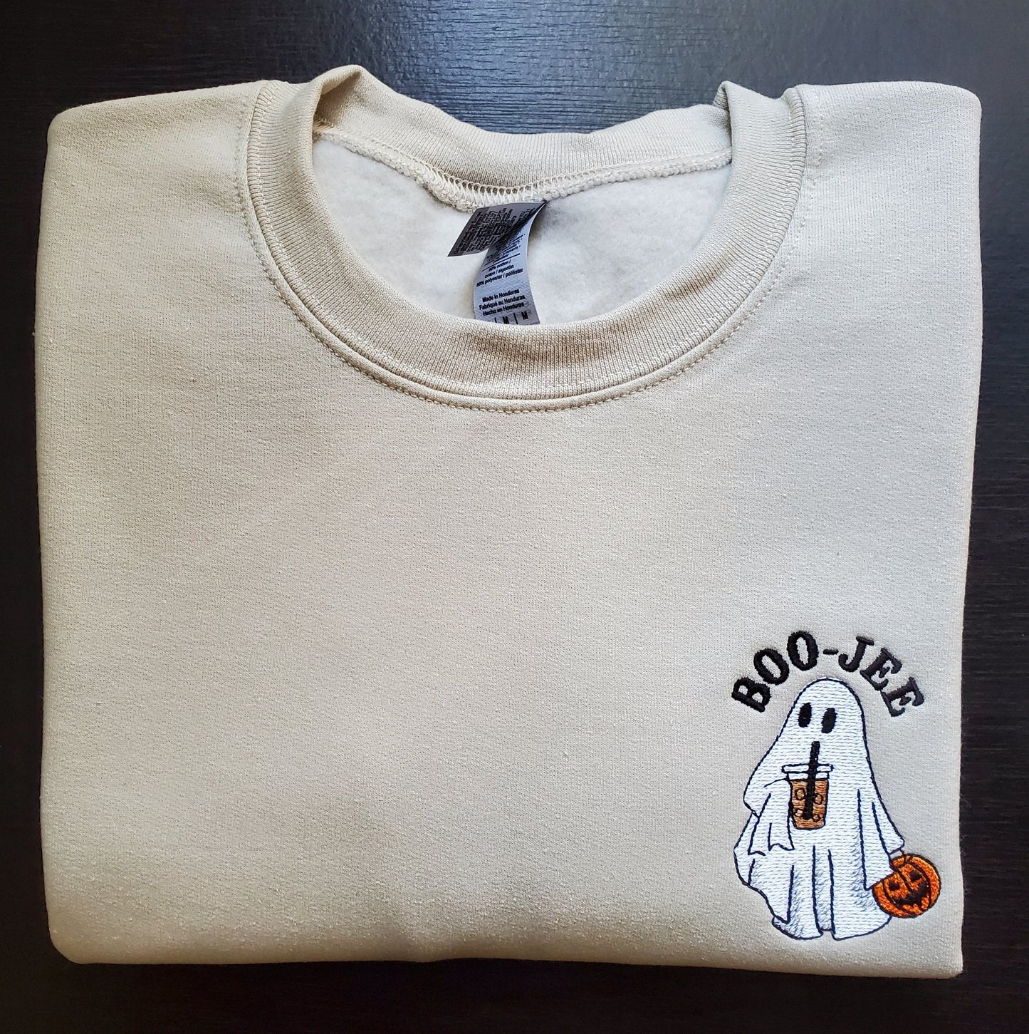 Boo-Jee Ghost Embroidered Spooky Season Sweatshirt