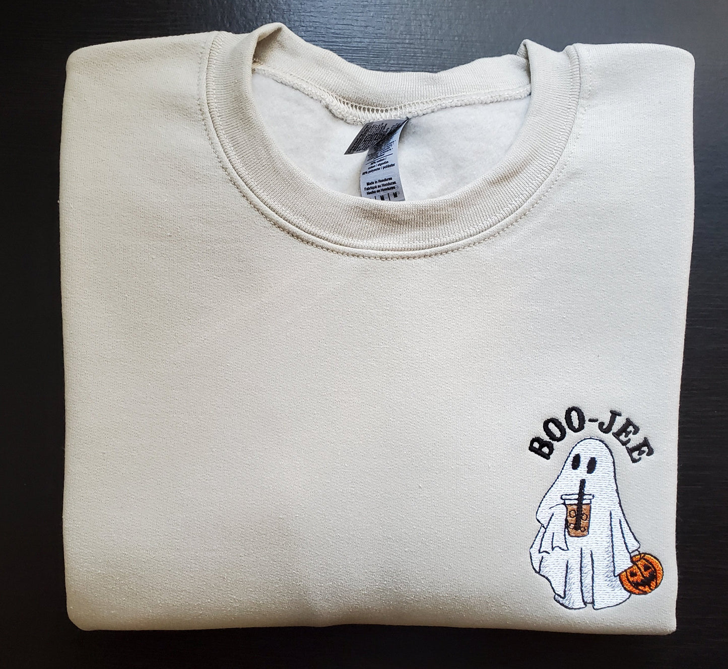 Boo-Jee Ghost Embroidered Spooky Season Sweatshirt