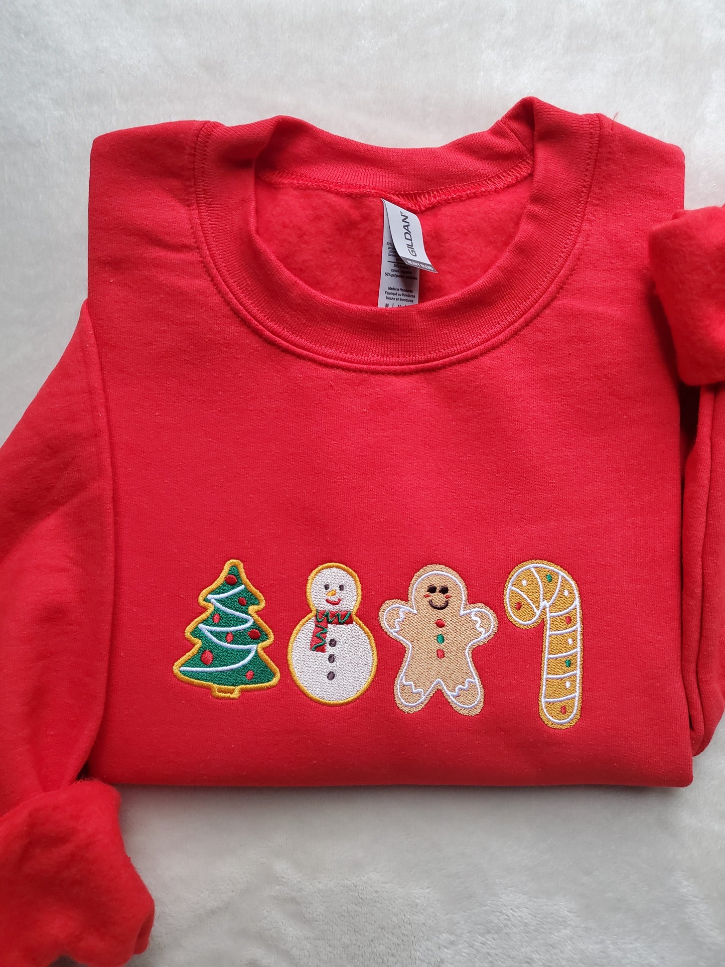 Embroidered Christmas Gingerbread Cookies Sweatshirt