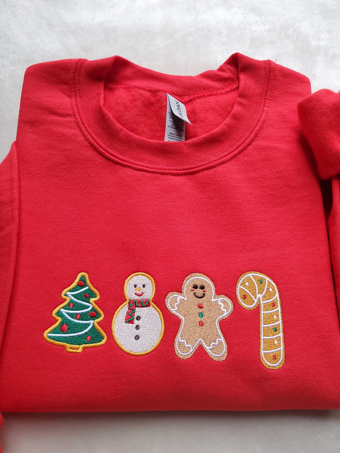 Embroidered Christmas Gingerbread Cookies Sweatshirt