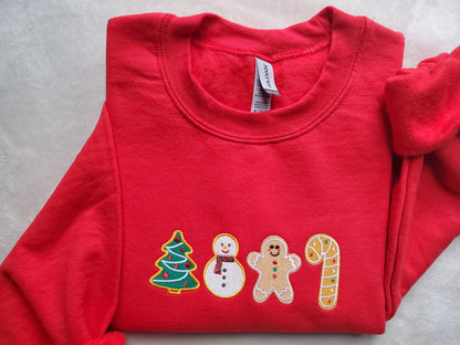 Embroidered Christmas Gingerbread Cookies Sweatshirt