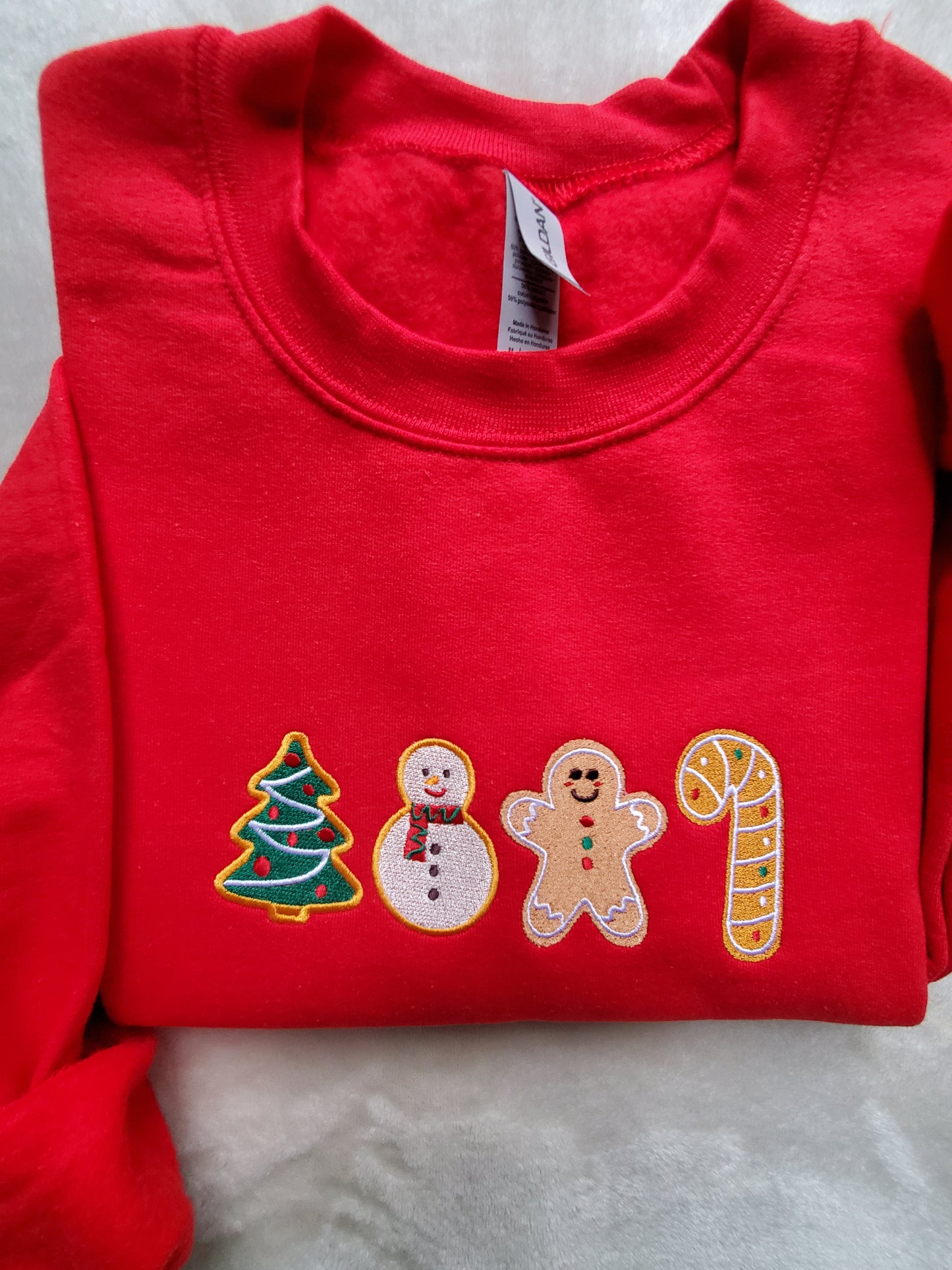 Embroidered Christmas Gingerbread Cookies Sweatshirt