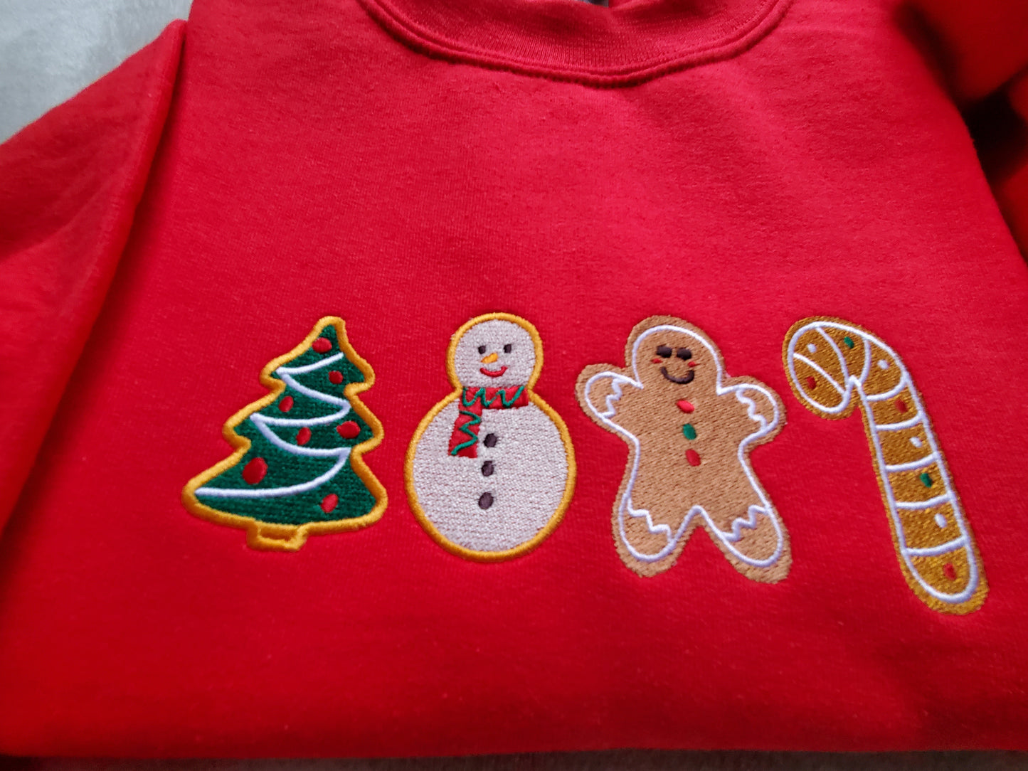 Embroidered Christmas Gingerbread Cookies Sweatshirt