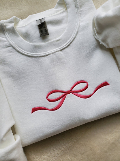 Embroidered Bow Ribbon Sweatshirt