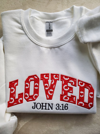 Personalized Loved John 3:16 Embroidered Applique Sweatshirt