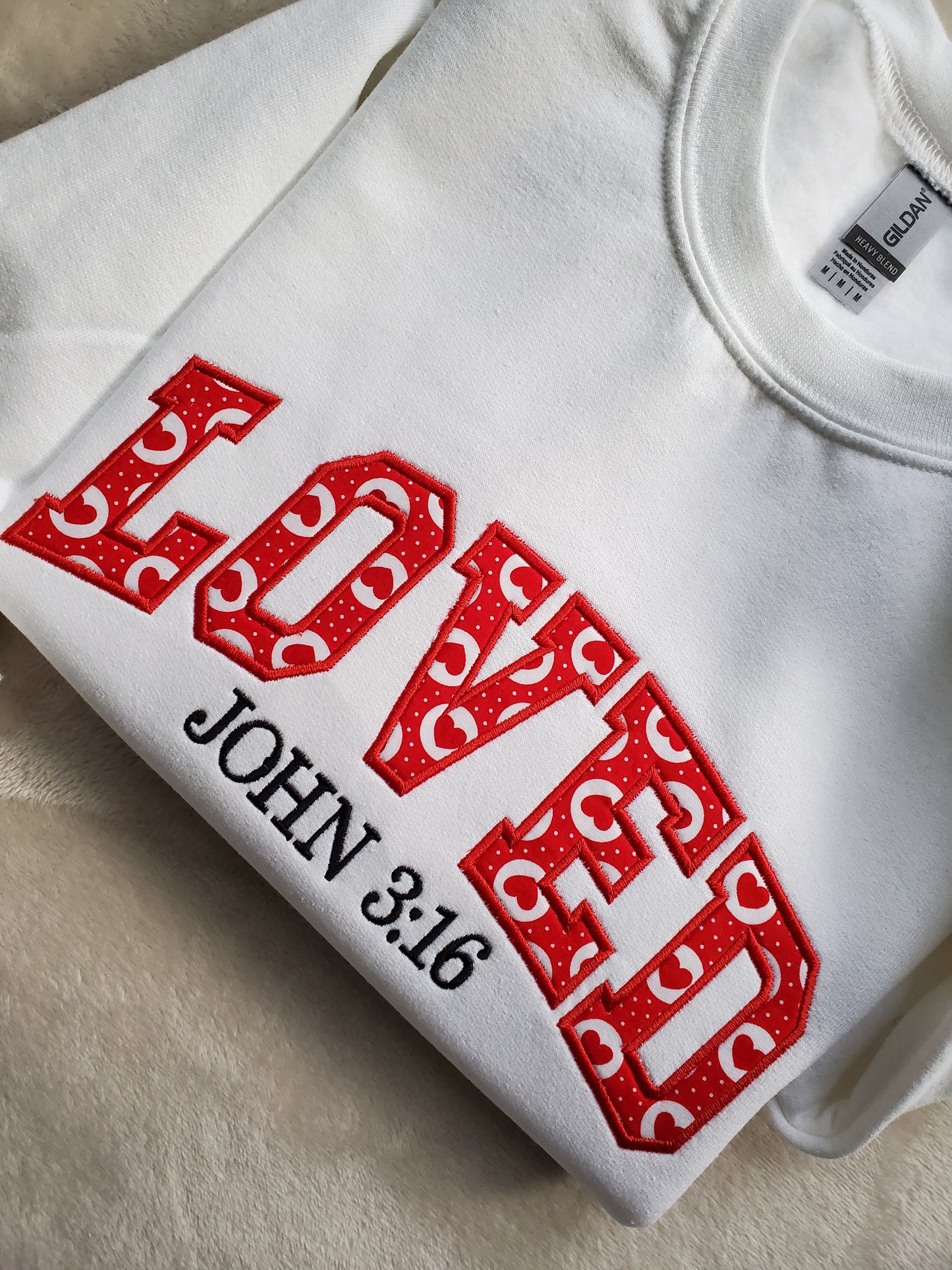 Personalized Loved John 3:16 Embroidered Applique Sweatshirt