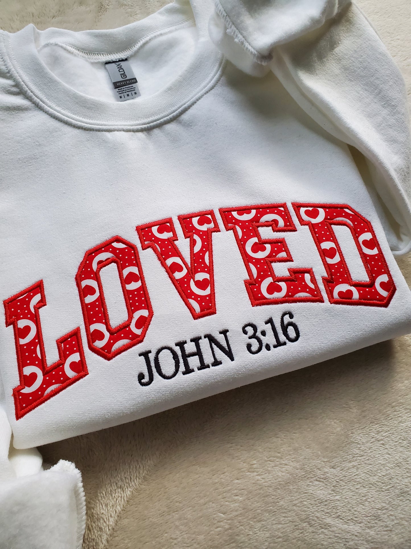 Personalized Loved John 3:16 Embroidered Applique Sweatshirt