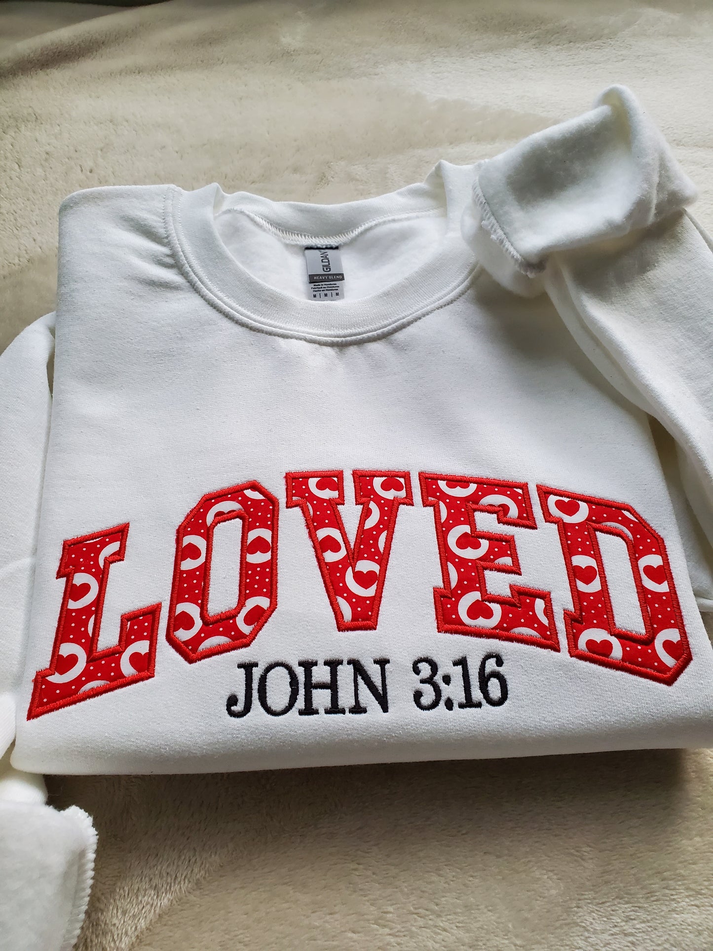 Personalized Loved John 3:16 Embroidered Applique Sweatshirt