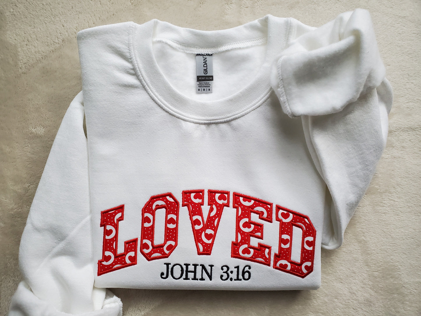 Personalized Loved John 3:16 Embroidered Applique Sweatshirt