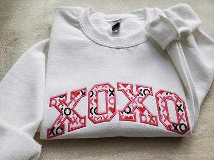 XOXO Valentines Embroidered Sweatshirt: Applique Crewneck