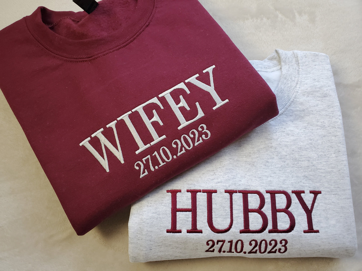 Wifey Hubby Personalized Embroidered Sweatshirt