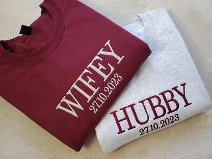 Wifey Hubby Personalized Embroidered Sweatshirt