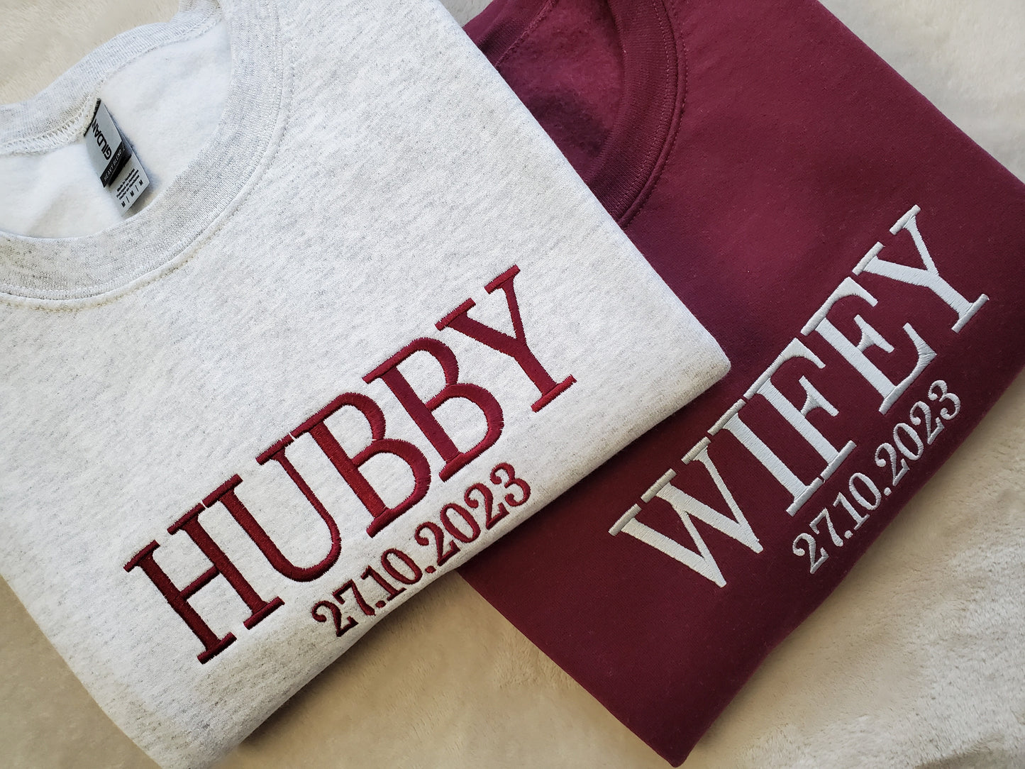 Wifey Hubby Personalized Embroidered Sweatshirt
