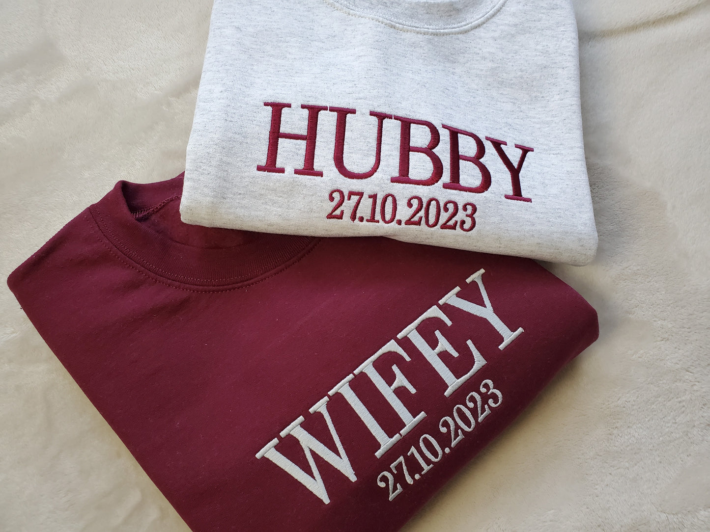 Wifey Hubby Personalized Embroidered Sweatshirt