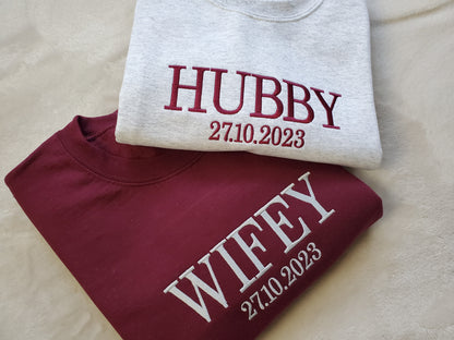 Wifey Hubby Personalized Embroidered Sweatshirt