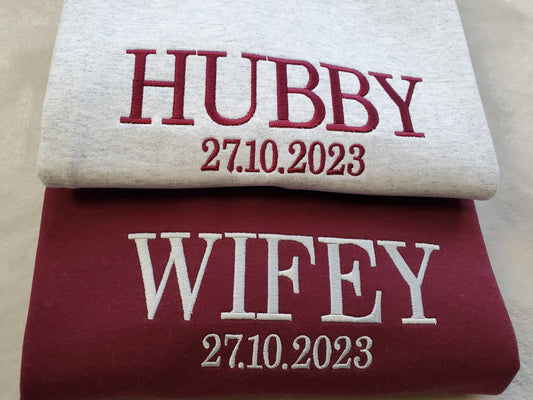 Wifey Hubby Personalized Embroidered Sweatshirt