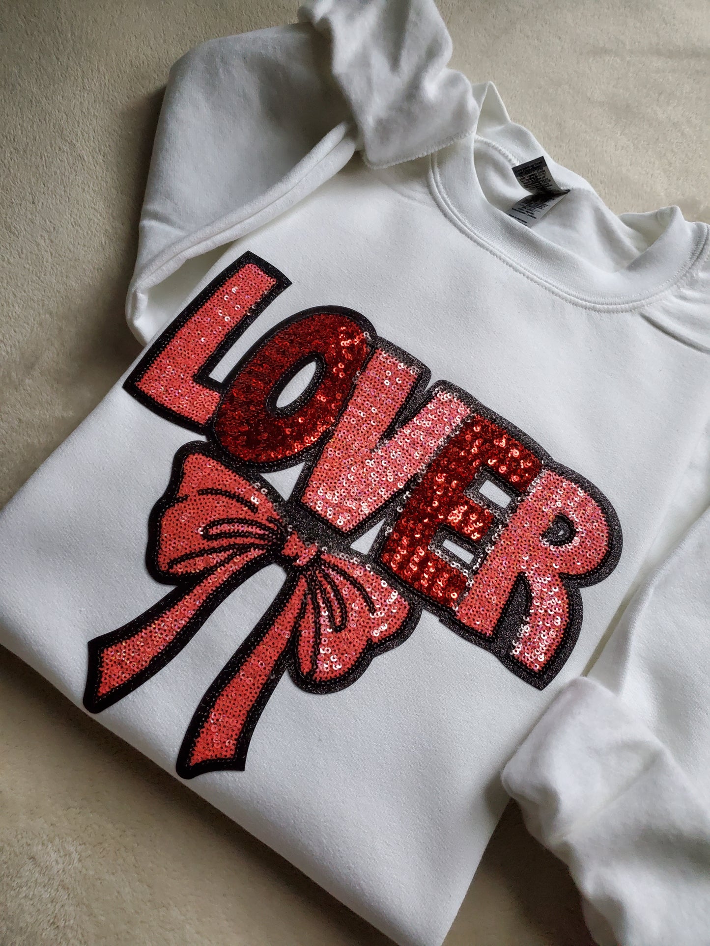 Sequin Iron on Patch Valentine Sweatshirt