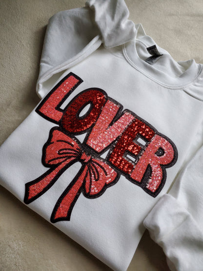 Sequin Iron on Patch Valentine Sweatshirt