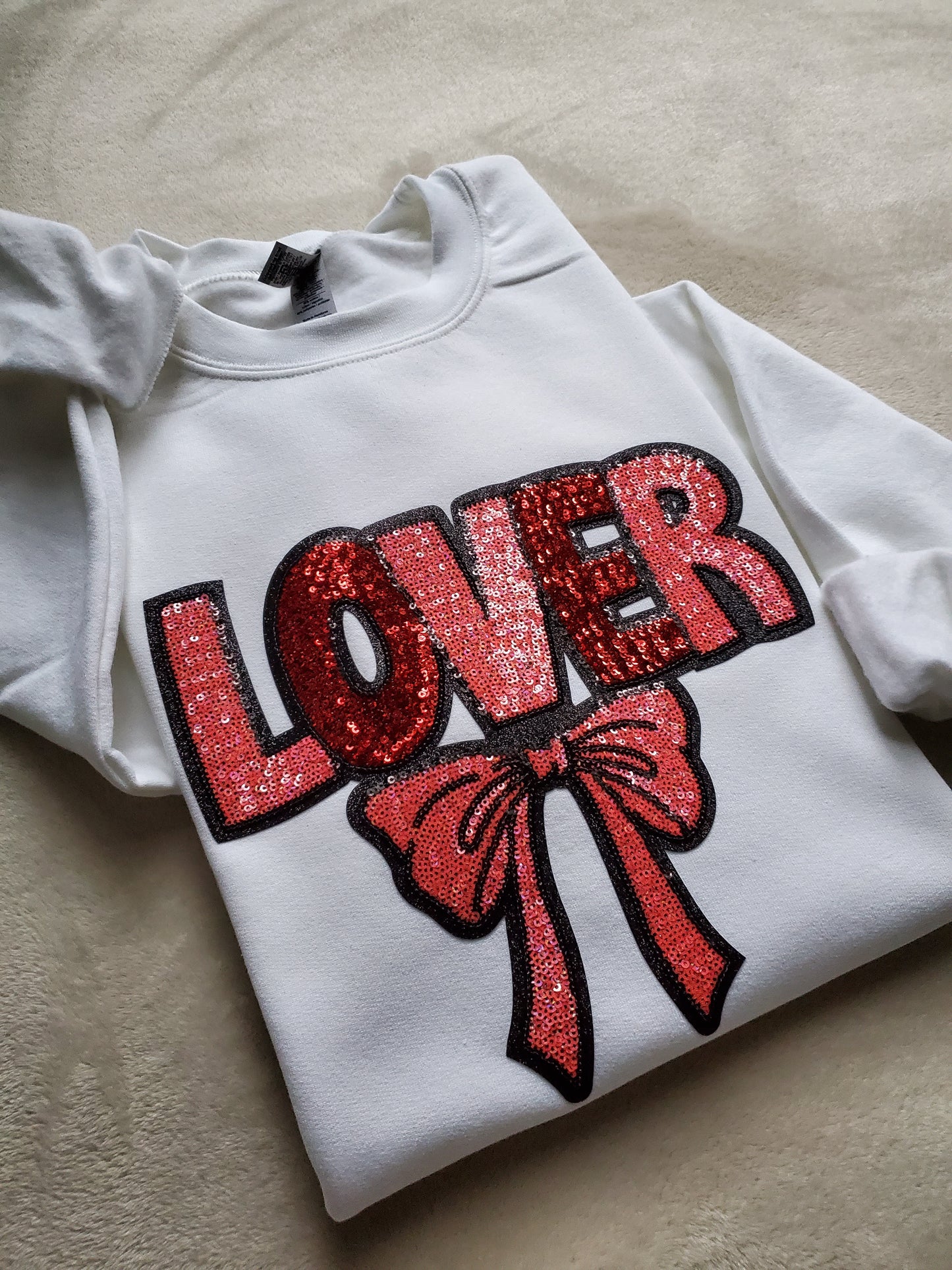 Sequin Iron on Patch Valentine Sweatshirt