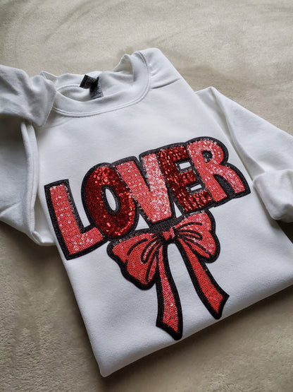 Sequin Iron on Patch Valentine Sweatshirt