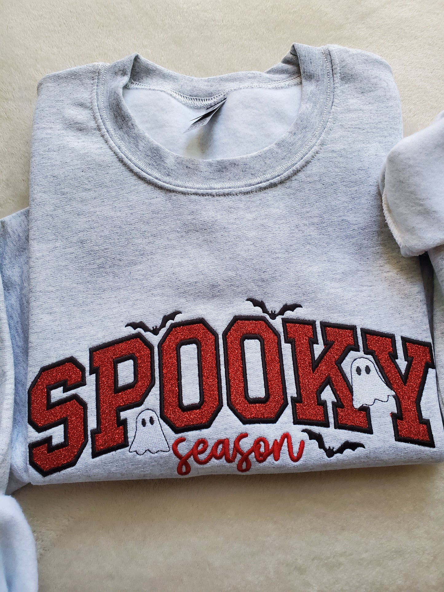 Spooky Season Glitter Applique Embroidered Unisex Sweatshirt