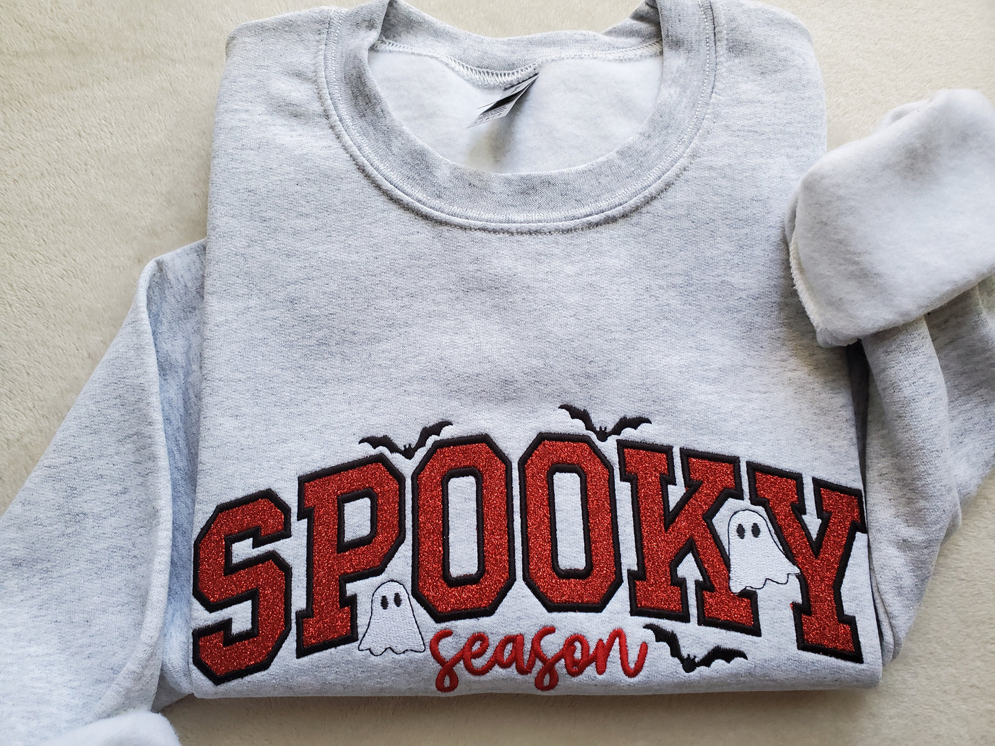 Spooky Season Glitter Applique Embroidered Unisex Sweatshirt