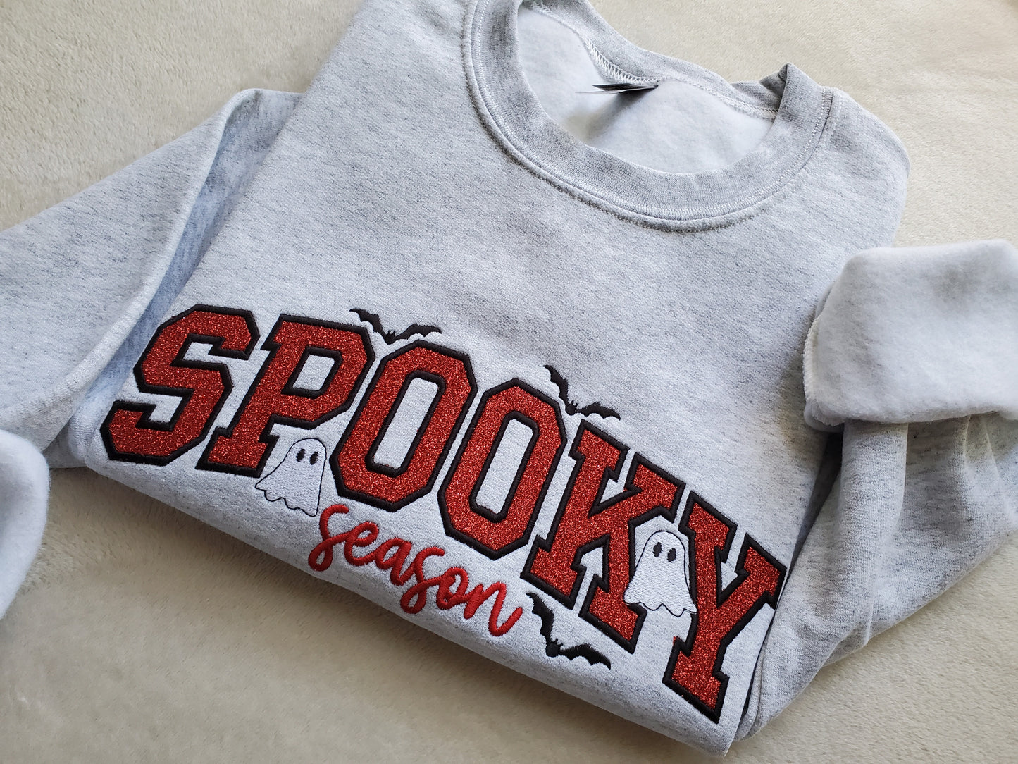 Spooky Season Glitter Applique Embroidered Unisex Sweatshirt