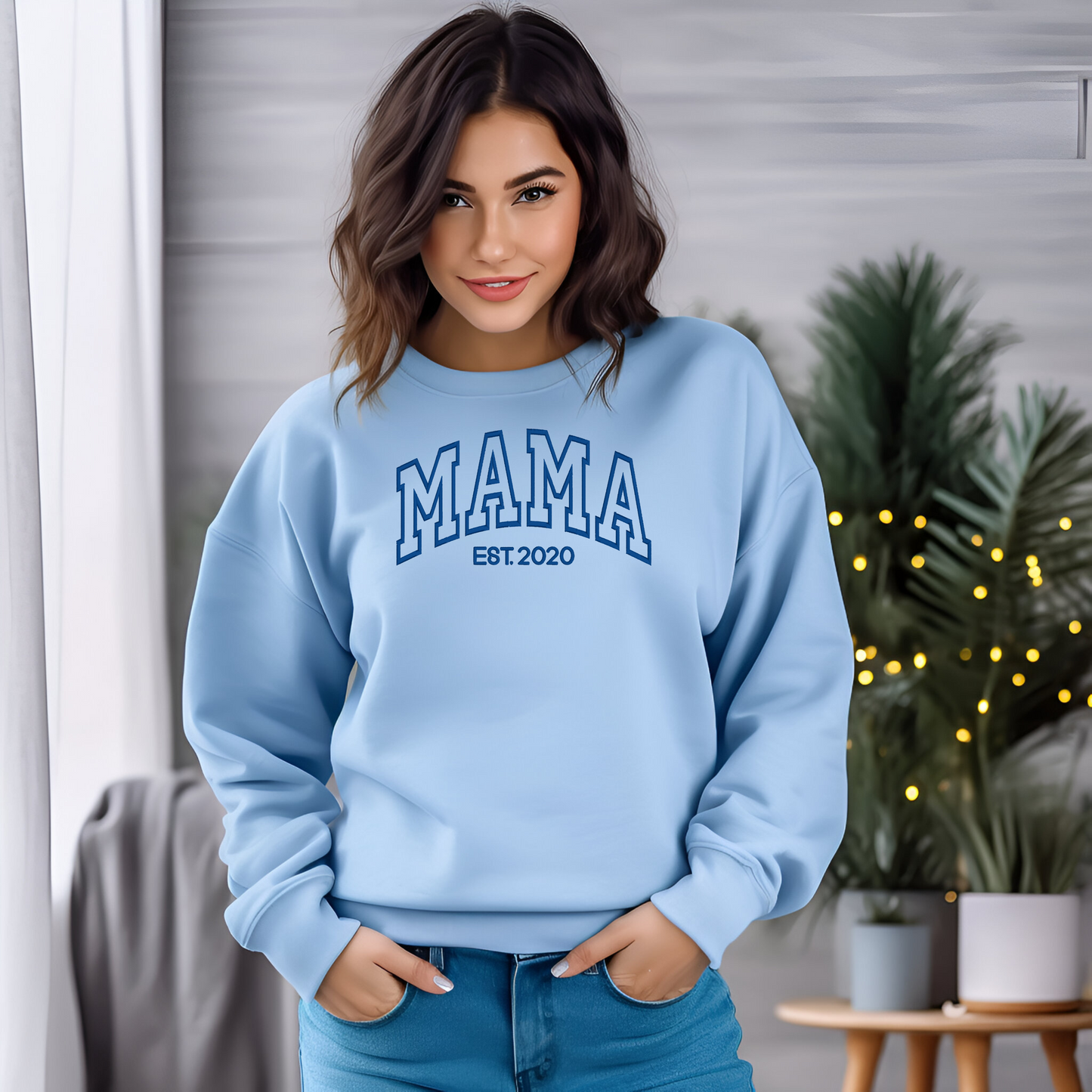 Mama Est 2020 Embroidered Unisex Sweatshirt