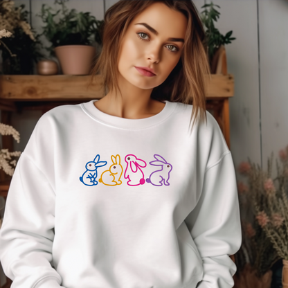 Cute Embroidered Bunnies Outline Unisex Sweatshirt